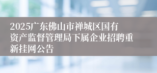 2025广东佛山市禅城区国有资产监督管理局下属企业招聘重新挂网公告