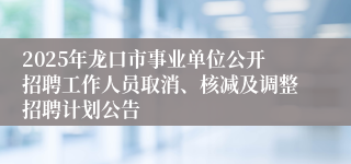 2025年龙口市事业单位公开招聘工作人员取消、核减及调整招聘计划公告