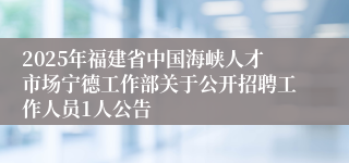2025年福建省中国海峡人才市场宁德工作部关于公开招聘工作人员1人公告