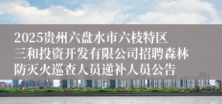 2025贵州六盘水市六枝特区三和投资开发有限公司招聘森林防灭火巡查人员递补人员公告