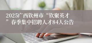 2025广西钦州市“钦聚英才”春季集中招聘人才84人公告