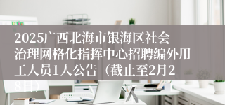 2025广西北海市银海区社会治理网格化指挥中心招聘编外用工人员1人公告（截止至2月28日）