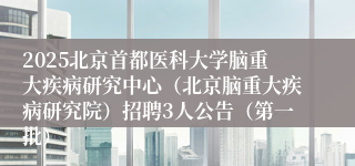 2025北京首都医科大学脑重大疾病研究中心（北京脑重大疾病研究院）招聘3人公告（第一批）