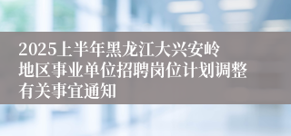 2025上半年黑龙江大兴安岭地区事业单位招聘岗位计划调整有关事宜通知