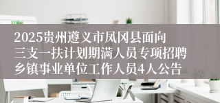 2025贵州遵义市凤冈县面向三支一扶计划期满人员专项招聘乡镇事业单位工作人员4人公告