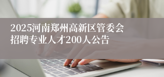 2025河南郑州高新区管委会招聘专业人才200人公告
