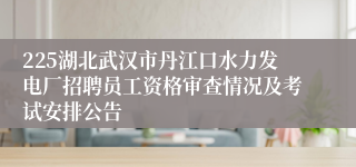 225湖北武汉市丹江口水力发电厂招聘员工资格审查情况及考试安排公告