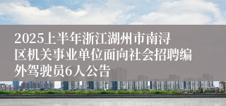 2025上半年浙江湖州市南浔区机关事业单位面向社会招聘编外驾驶员6人公告