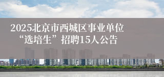 2025北京市西城区事业单位  “选培生”招聘15人公告