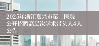2025年浙江嘉兴市第二医院公开招聘高层次学术带头人4人公告