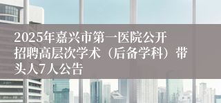 2025年嘉兴市第一医院公开招聘高层次学术（后备学科）带头人7人公告