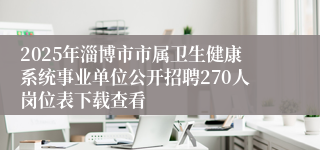 2025年淄博市市属卫生健康系统事业单位公开招聘270人岗位表下载查看