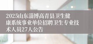 2025山东淄博高青县卫生健康系统事业单位招聘卫生专业技术人员27人公告