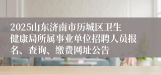 2025山东济南市历城区卫生健康局所属事业单位招聘人员报名、查询、缴费网址公告