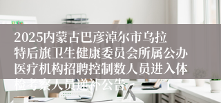 2025内蒙古巴彦淖尔市乌拉特后旗卫生健康委员会所属公办医疗机构招聘控制数人员进入体检考察人员递补公告                             