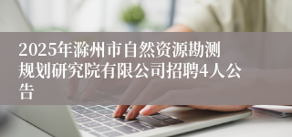 2025年滁州市自然资源勘测规划研究院有限公司招聘4人公告