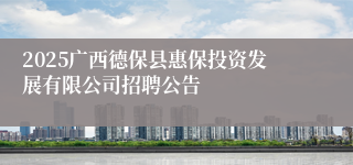 2025广西德保县惠保投资发展有限公司招聘公告