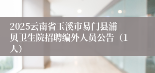 2025云南省玉溪市易门县浦贝卫生院招聘编外人员公告（1人）