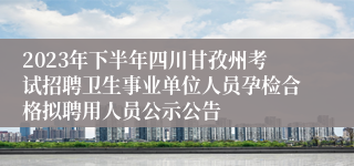 2023年下半年四川甘孜州考试招聘卫生事业单位人员孕检合格拟聘用人员公示公告