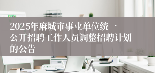 2025年麻城市事业单位统一公开招聘工作人员调整招聘计划的公告