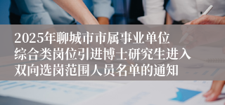 2025年聊城市市属事业单位综合类岗位引进博士研究生进入双向选岗范围人员名单的通知