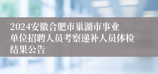 2024安徽合肥市巢湖市事业单位招聘人员考察递补人员体检结果公告