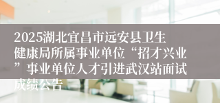 2025湖北宜昌市远安县卫生健康局所属事业单位“招才兴业”事业单位人才引进武汉站面试成绩公告