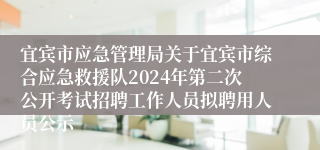 宜宾市应急管理局关于宜宾市综合应急救援队2024年第二次公开考试招聘工作人员拟聘用人员公示