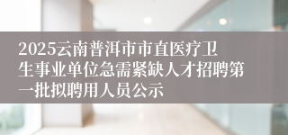 2025云南普洱市市直医疗卫生事业单位急需紧缺人才招聘第一批拟聘用人员公示