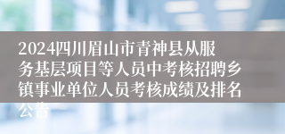 2024四川眉山市青神县从服务基层项目等人员中考核招聘乡镇事业单位人员考核成绩及排名公告