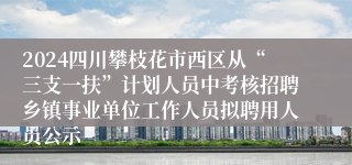 2024四川攀枝花市西区从“三支一扶”计划人员中考核招聘乡镇事业单位工作人员拟聘用人员公示
