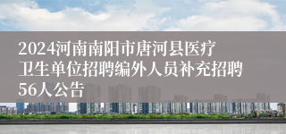 2024河南南阳市唐河县医疗卫生单位招聘编外人员补充招聘56人公告
