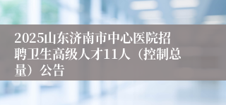 2025山东济南市中心医院招聘卫生高级人才11人（控制总量）公告