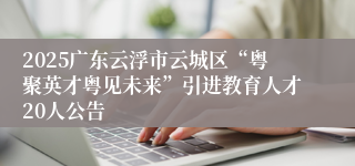 2025广东云浮市云城区“粤聚英才粤见未来”引进教育人才20人公告