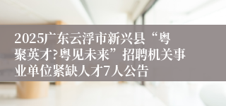 2025广东云浮市新兴县“粤聚英才?粤见未来”招聘机关事业单位紧缺人才7人公告