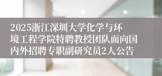 2025浙江深圳大学化学与环境工程学院特聘教授团队面向国内外招聘专职副研究员2人公告