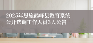 2025年恩施鹤峰县教育系统公开选调工作人员3人公告