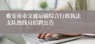 雅安市市交通运输综合行政执法支队热线员招聘公告