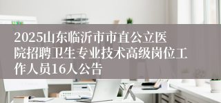 2025山东临沂市市直公立医院招聘卫生专业技术高级岗位工作人员16人公告
