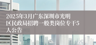 2025年3月广东深圳市光明区民政局招聘一般类岗位专干5人公告