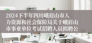 2024下半年四川峨眉山市人力资源和社会保障局关于峨眉山市事业单位考试招聘人员拟聘公示（第一批）