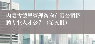 内蒙古德恩管理咨询有限公司招聘专业人才公告（第五批）