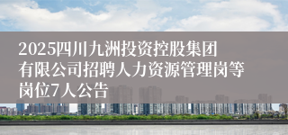 2025四川九洲投资控股集团有限公司招聘人力资源管理岗等岗位7人公告