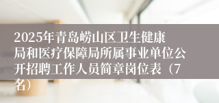 2025年青岛崂山区卫生健康局和医疗保障局所属事业单位公开招聘工作人员简章岗位表（7名）