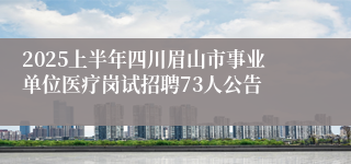 2025上半年四川眉山市事业单位医疗岗试招聘73人公告