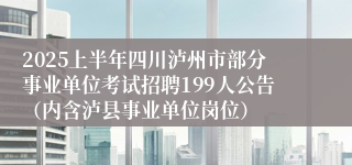 2025上半年四川泸州市部分事业单位考试招聘199人公告（内含泸县事业单位岗位）