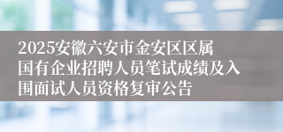 2025安徽六安市金安区区属国有企业招聘人员笔试成绩及入围面试人员资格复审公告