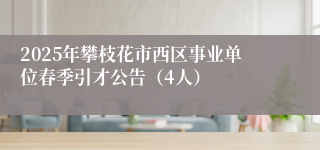 2025年攀枝花市西区事业单位春季引才公告（4人）