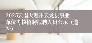2025云南大理州云龙县事业单位考核招聘拟聘人员公示（递补）