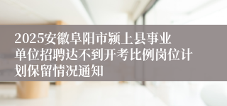 2025安徽阜阳市颍上县事业单位招聘达不到开考比例岗位计划保留情况通知